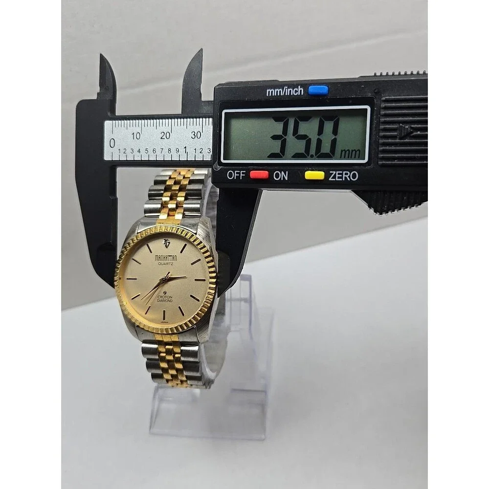 Vintage Manhattan By Croton Diamond Two Tone Quartz Watch Japan New Battery Mens